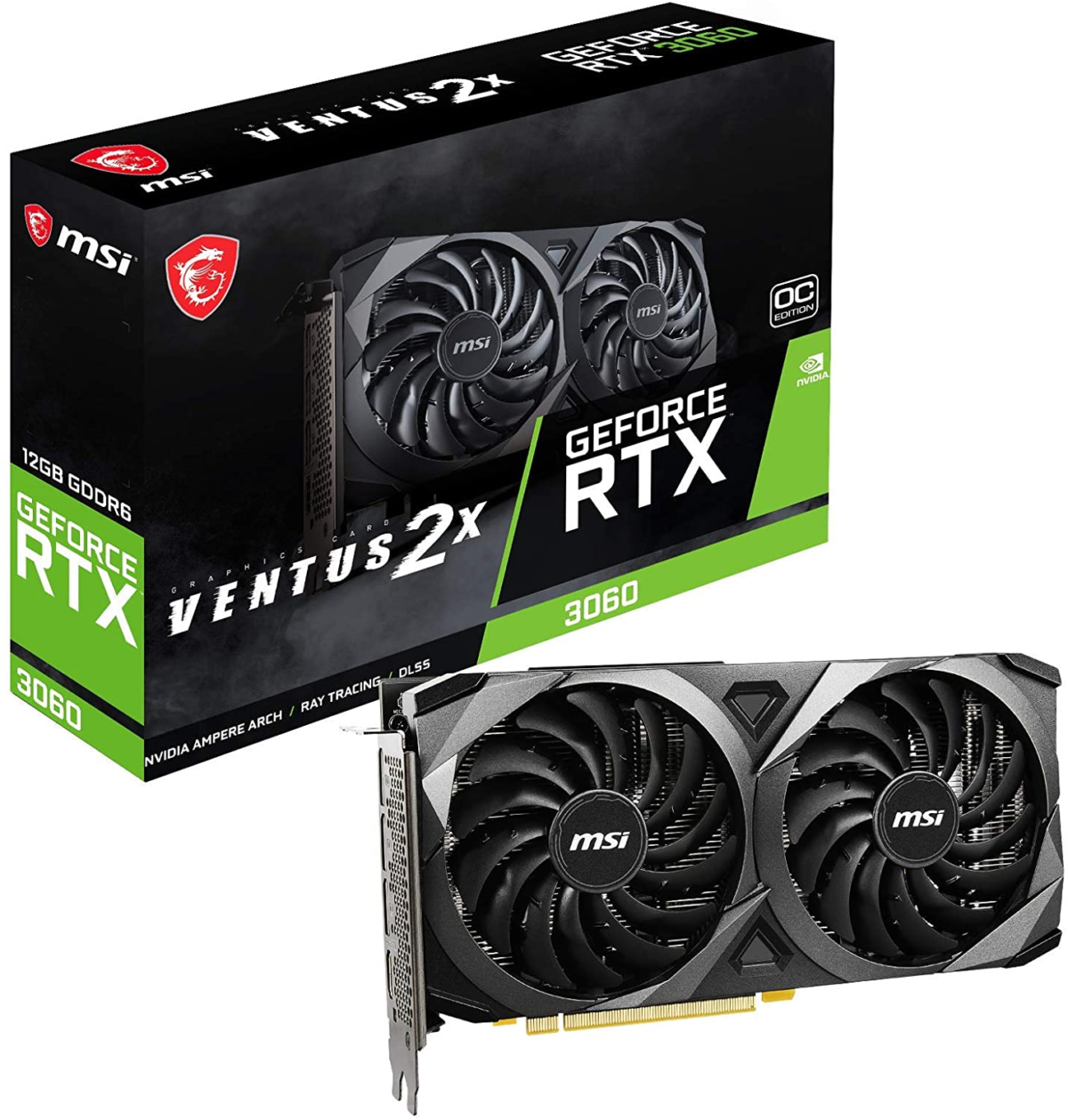 Gaming Geforce RTX 3060 12GB 15 Gbps GDRR6 192-Bit HDMI/DP Pcie 4 Torx Twin Fan Ampere OC Graphics Card - Image 1