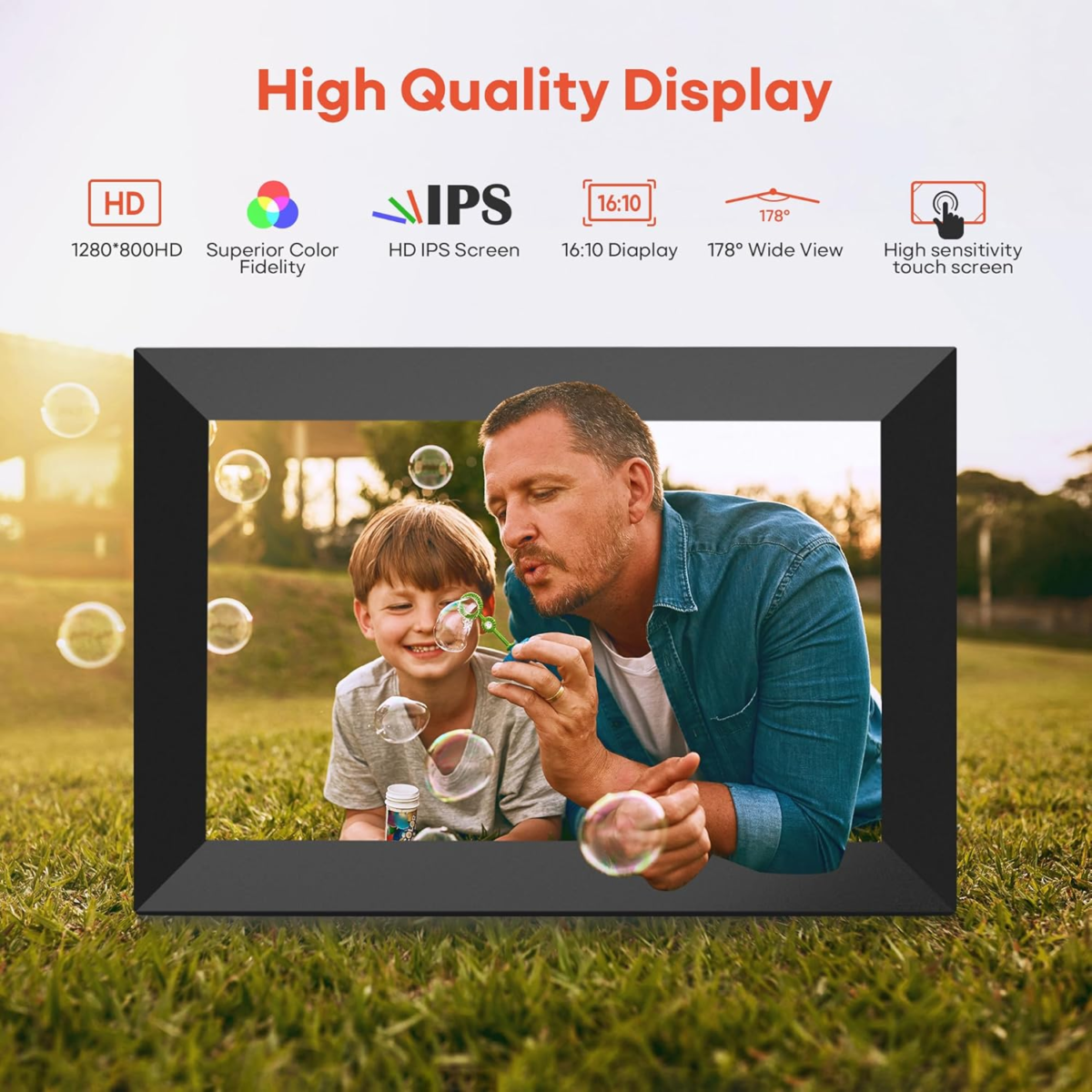 Frameo 10.1 Inch Wifi Digital Picture Frame, 1280X800 HD IPS Touch Screen Photo Frame Electronic, 32GB Memory, Auto-Rotate, Wall Mountable, Share Photos/Videos Instantly via Frameo App from Anywhere - Image 5