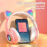 Gift Set Kids Photo Camera and Wireless Cat Headphones + Gift Paper Bag (Pink) Birthday, Christmas, New Year - Image 2