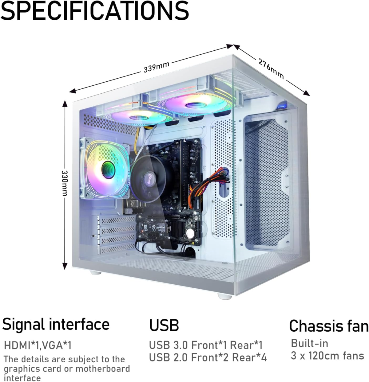 Gaming PC AMD Ryzen5 5600G 6Cores 3.9Ghz up to 4.40 Ghz Processor 16GB DDR4 RAM Nvme SSD 512G Home Gaming Prebulilt Desktop Computer White - Image 6