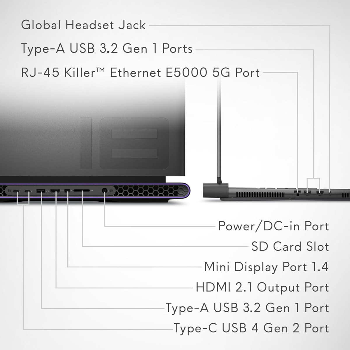 M18 R2 Gaming Laptop - 18 QHD+ 165Hz 3Ms Display, Intel Core I9-14900Hx, 32GB DDR5 RAM, 1TB SSD, NVIDIA Geforce RTX 4080 12 GB GDDR6, Windows 11 Home, Onsite Service - Dark Metallic Moon - Image 9