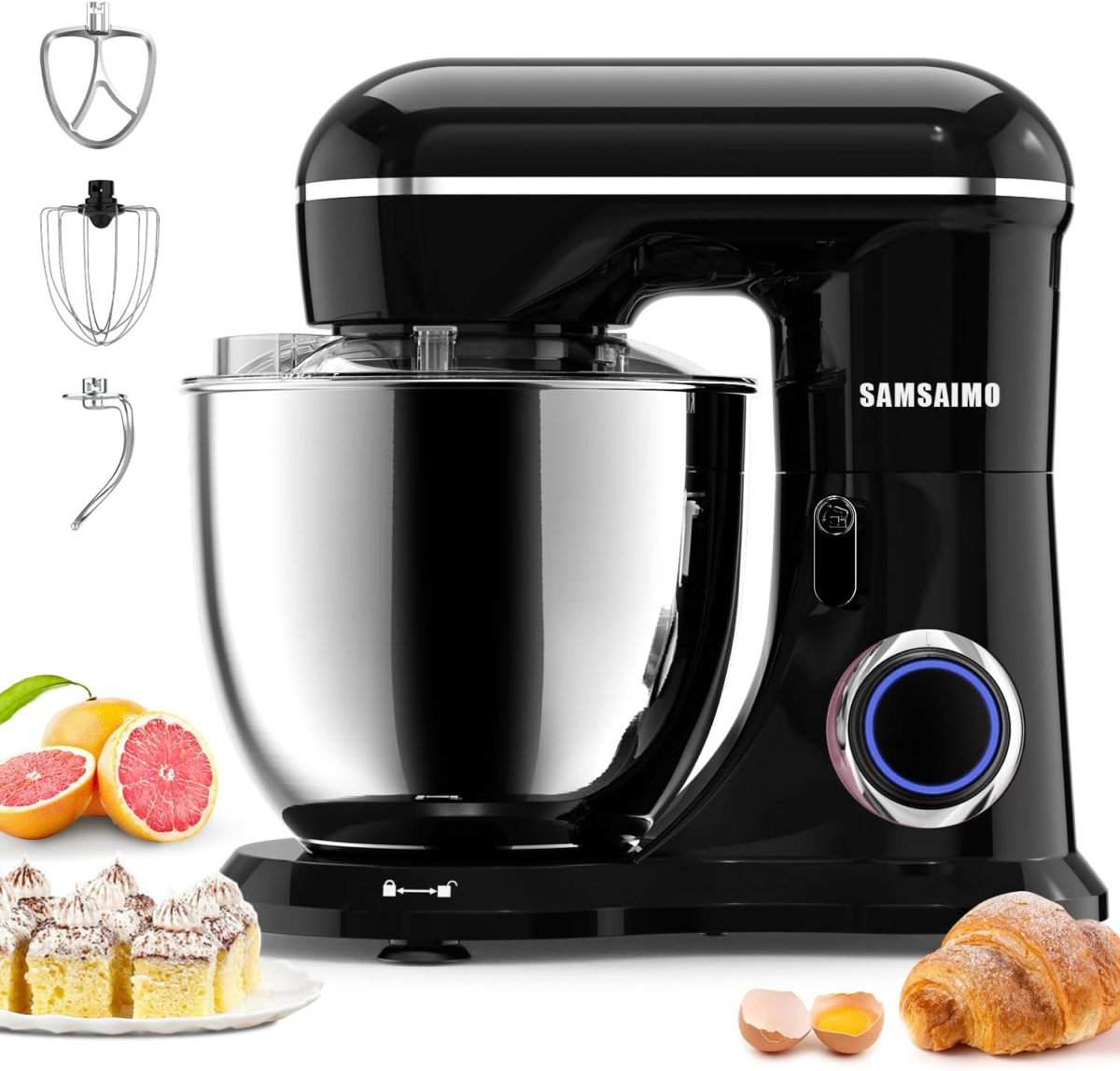 3-IN-1 Electric Stand Mixer, 10-Speed with Pulse Button, Attachments Include 6QT Bowl, Dough Hook, Beater, Whisk for Most Home Cooks, Onyx Black - Image 1