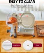 Commercial Meat Slicer, 10-Inch Stainless Steel Blade Meat Slicer with Adjustable Thickness(0-0.5"), Bread Butter Chicken Food Slicer Kitchen Appliance - Image 4