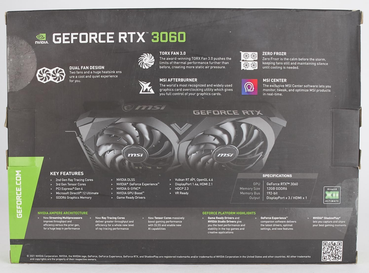 Gaming Geforce RTX 3060 12GB 15 Gbps GDRR6 192-Bit HDMI/DP Pcie 4 Torx Twin Fan Ampere OC Graphics Card - Image 12