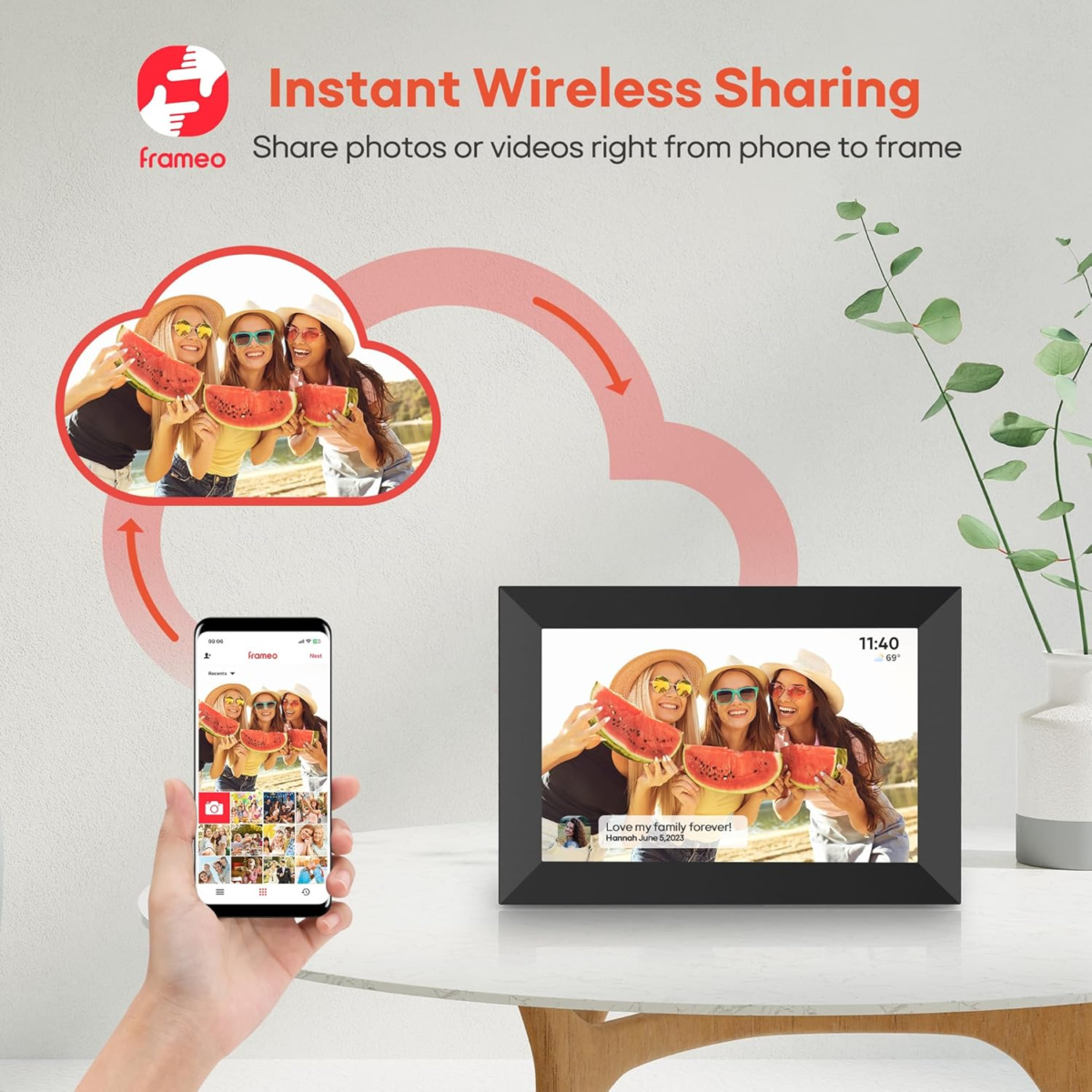 Frameo 10.1 Inch Wifi Digital Picture Frame, 1280X800 HD IPS Touch Screen Photo Frame Electronic, 32GB Memory, Auto-Rotate, Wall Mountable, Share Photos/Videos Instantly via Frameo App from Anywhere - Image 2