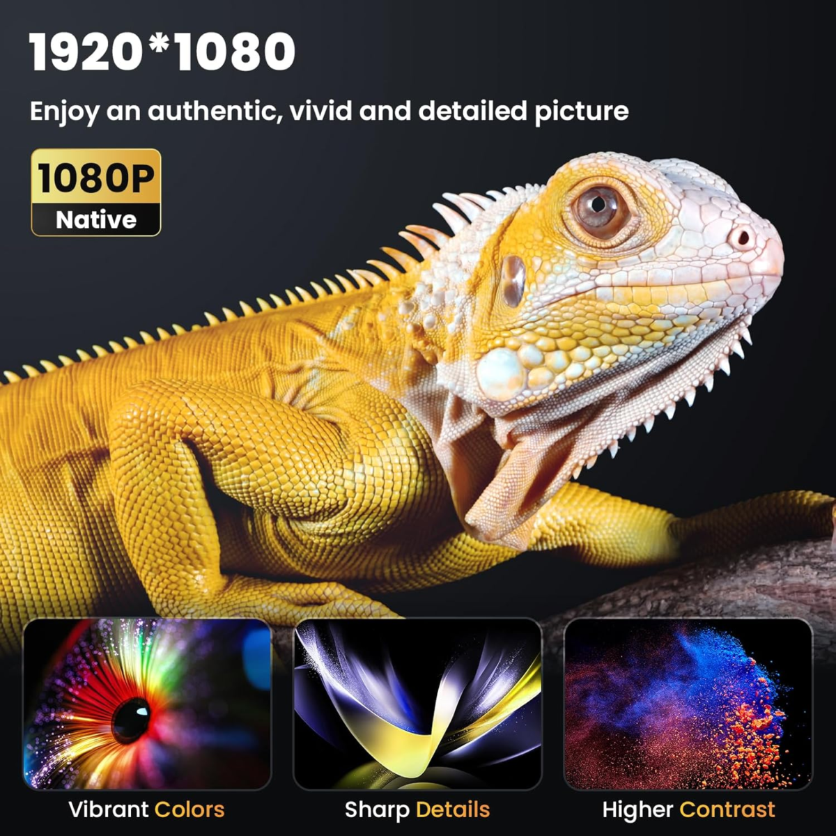 Projector, Native 1080P Bluetooth Projector, Portable Outdoor Movie Projector, Full HD Mini Projector with Speaker for Home Bedroom, Compatible with Smartphone,Hdmi,Usb,Av,Fire Stick,Ps5 - Image 2