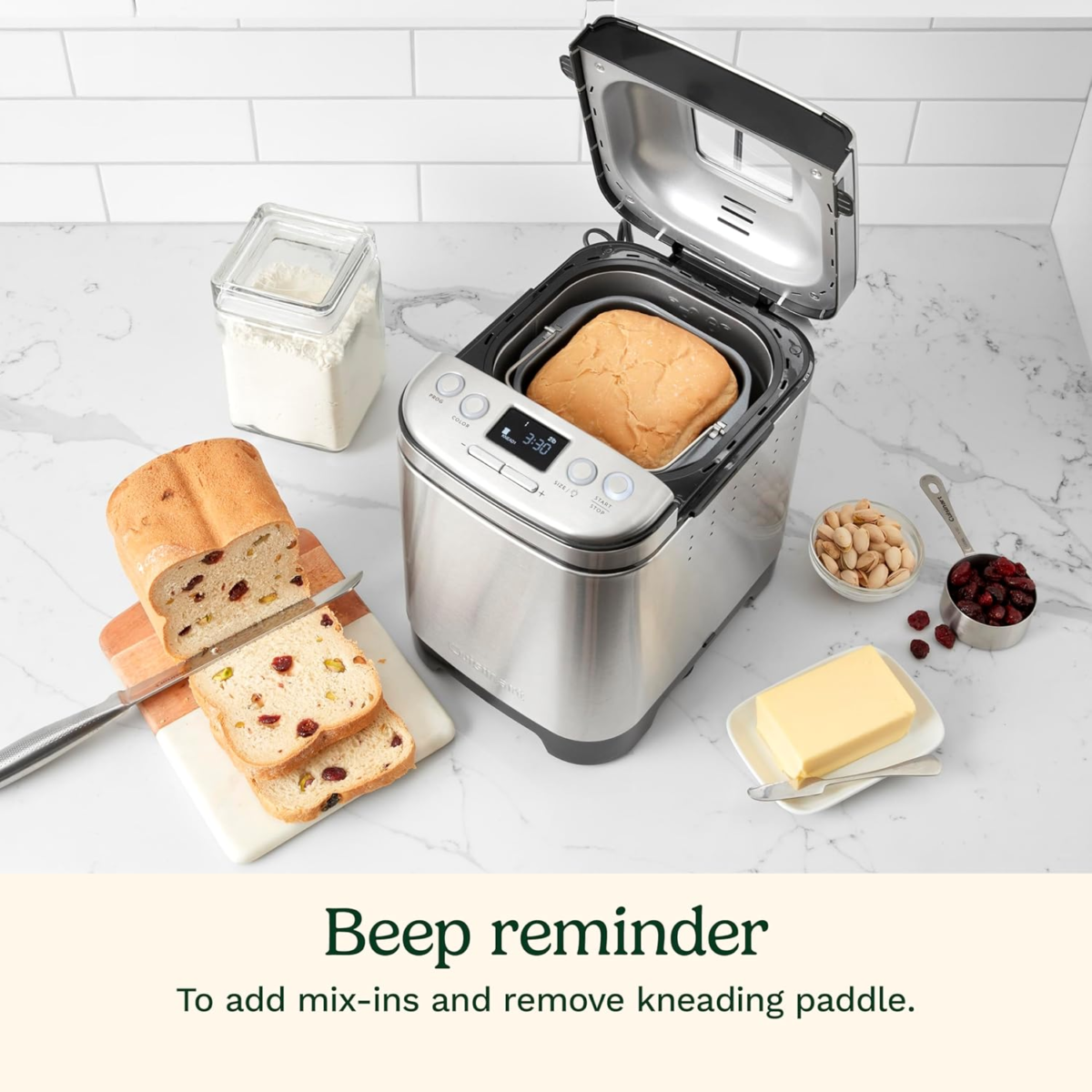 Bread Maker Machine, Compact and Automatic, Customizable Settings, up to 2Lb Loaves, CBK-110P1, Silver,Black - Image 4