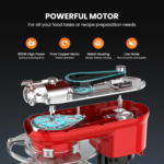 3 in 1 Multifunctional Stand Mixer with 6 Quart Stainless Steel Bowl, 650W 6 Speed Tilt-Head Meat Grinder, Juice Blender, Red - Image 5