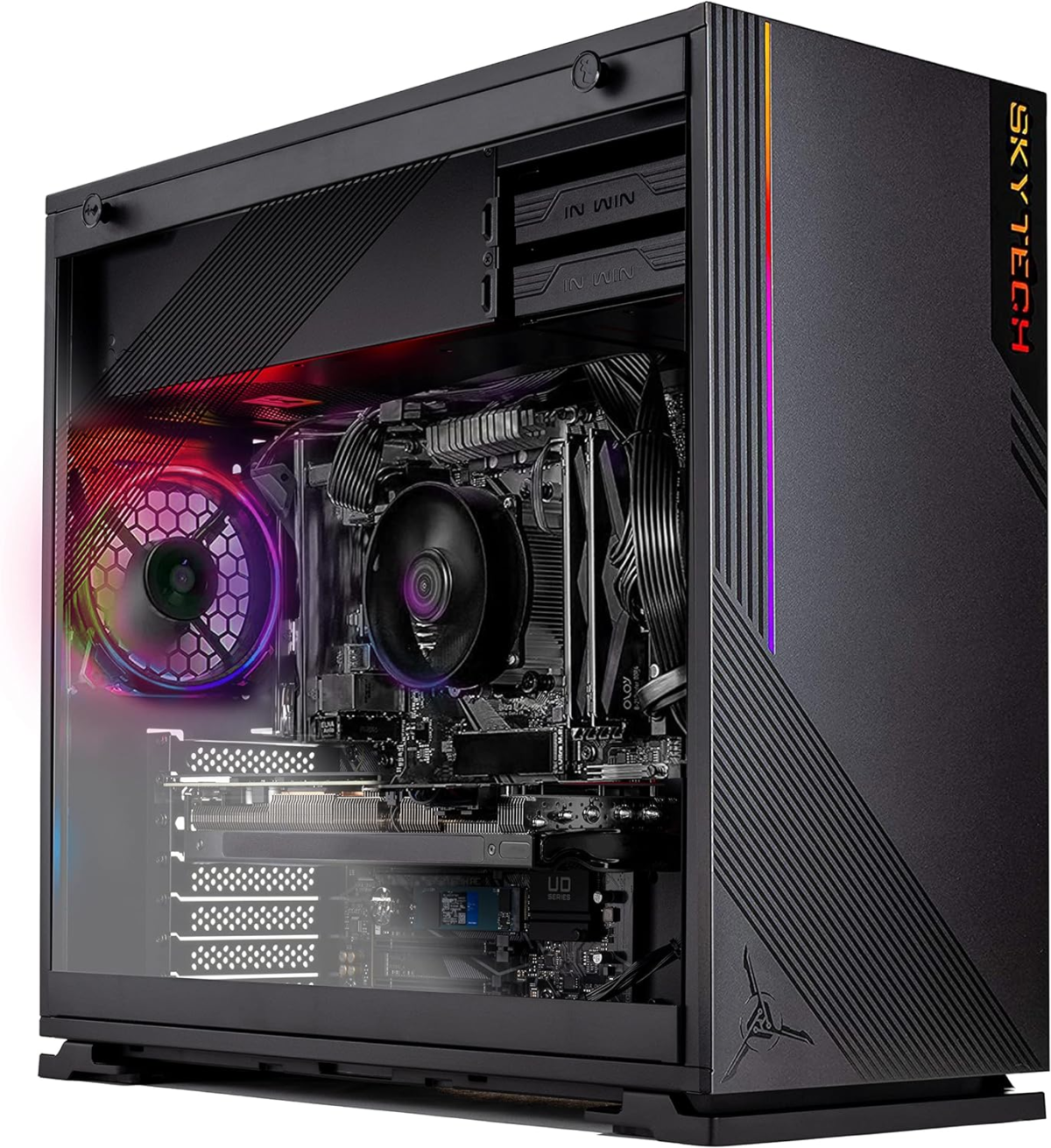Azure Gaming PC Desktop – Intel Core I3 10105F 3.7 Ghz, NVIDIA GTX 1650, 500GB NVME SSD, 16GB DDR4 RAM 3200, 650W Gold PSU, 11AC Wi-Fi, Windows 11 Home 64-Bit,Black - Image 1