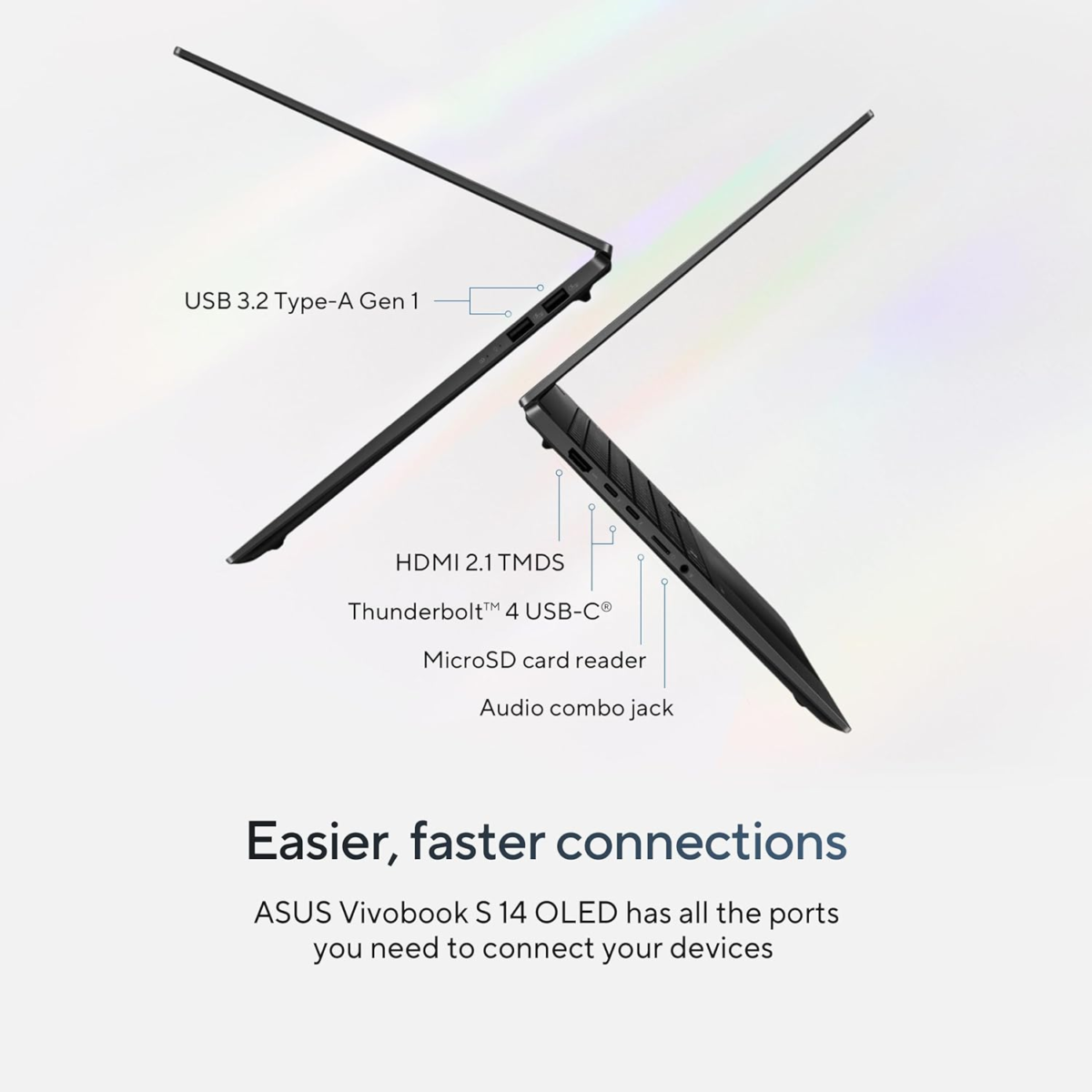 Vivobook S 14 OLED Laptop, Intel Core Ultra 9 185H, 16GB, 1TB SSD, Neutral Black, S5406MA-AS96, Intel Evo Edition - Image 5