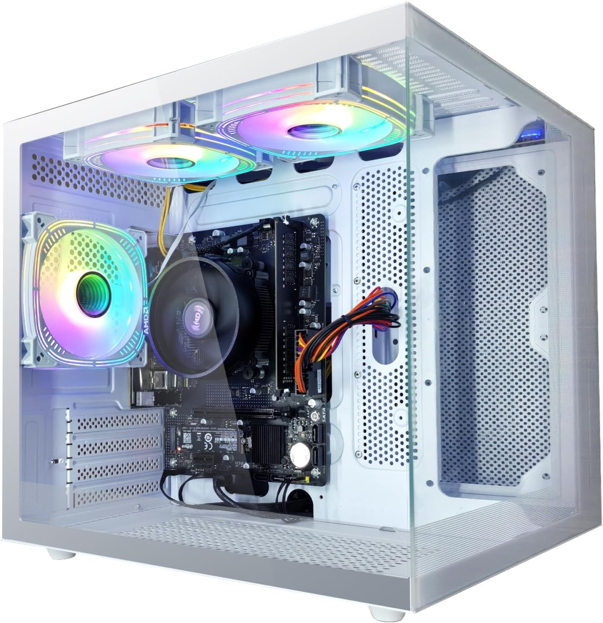 Gaming PC AMD Ryzen5 5600G 6Cores 3.9Ghz up to 4.40 Ghz Processor 16GB DDR4 RAM Nvme SSD 512G Home Gaming Prebulilt Desktop Computer White - Image 1