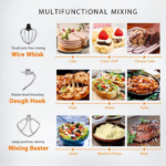 3 in 1 Multifunctional Stand Mixer with 6 Quart Stainless Steel Bowl, 650W 6 Speed Tilt-Head Meat Grinder, Juice Blender, Red - Image 4