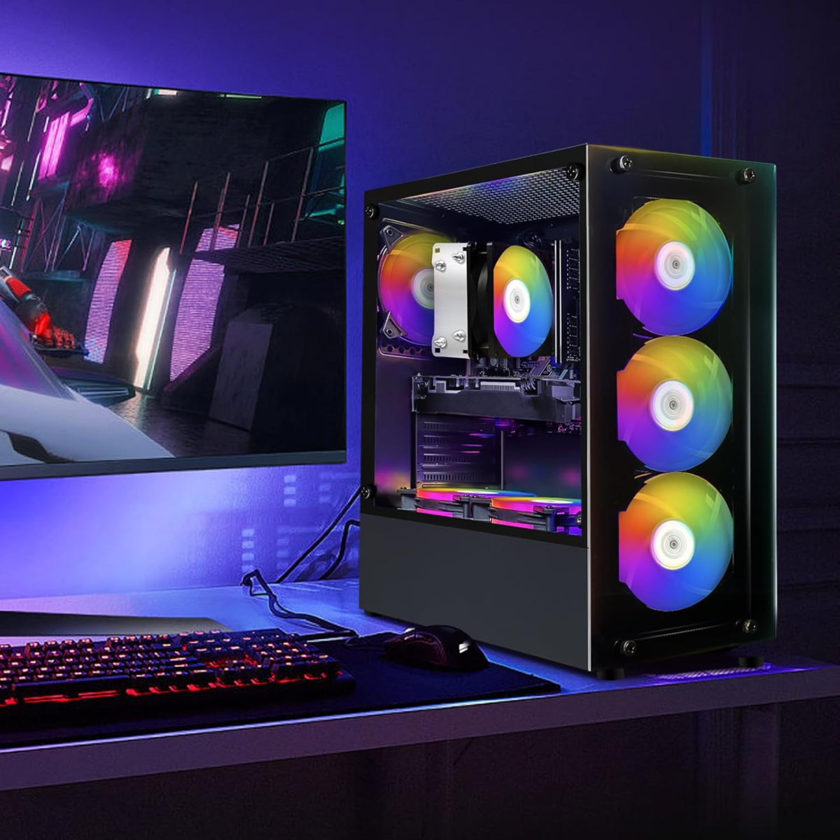 Gaming PC Computer Desktop, Geforce RTX 2060 6G GDDR6, AMD Ryzen 5 PRO 2600 up to 3.9G, 16G DDR4, 512G SSD, 600M Wifi, BT 5.0, RGB Fan X 6, RGB Mouse Pad, Windows 11 Home - Image 6