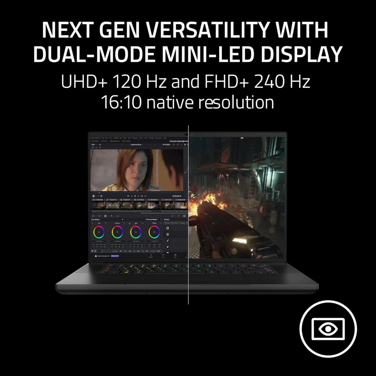 Blade 16 Gaming Laptop: NVIDIA Geforce RTX 4090-13Th Gen Intel 24-Core I9 HX CPU - 16" Dual Mode Mini LED (4K UHD+ 120Hz & FHD+ 240Hz) - 32GB RAM - 2TB SSD - Compact Gan Charger - Windows 11 - Image 4
