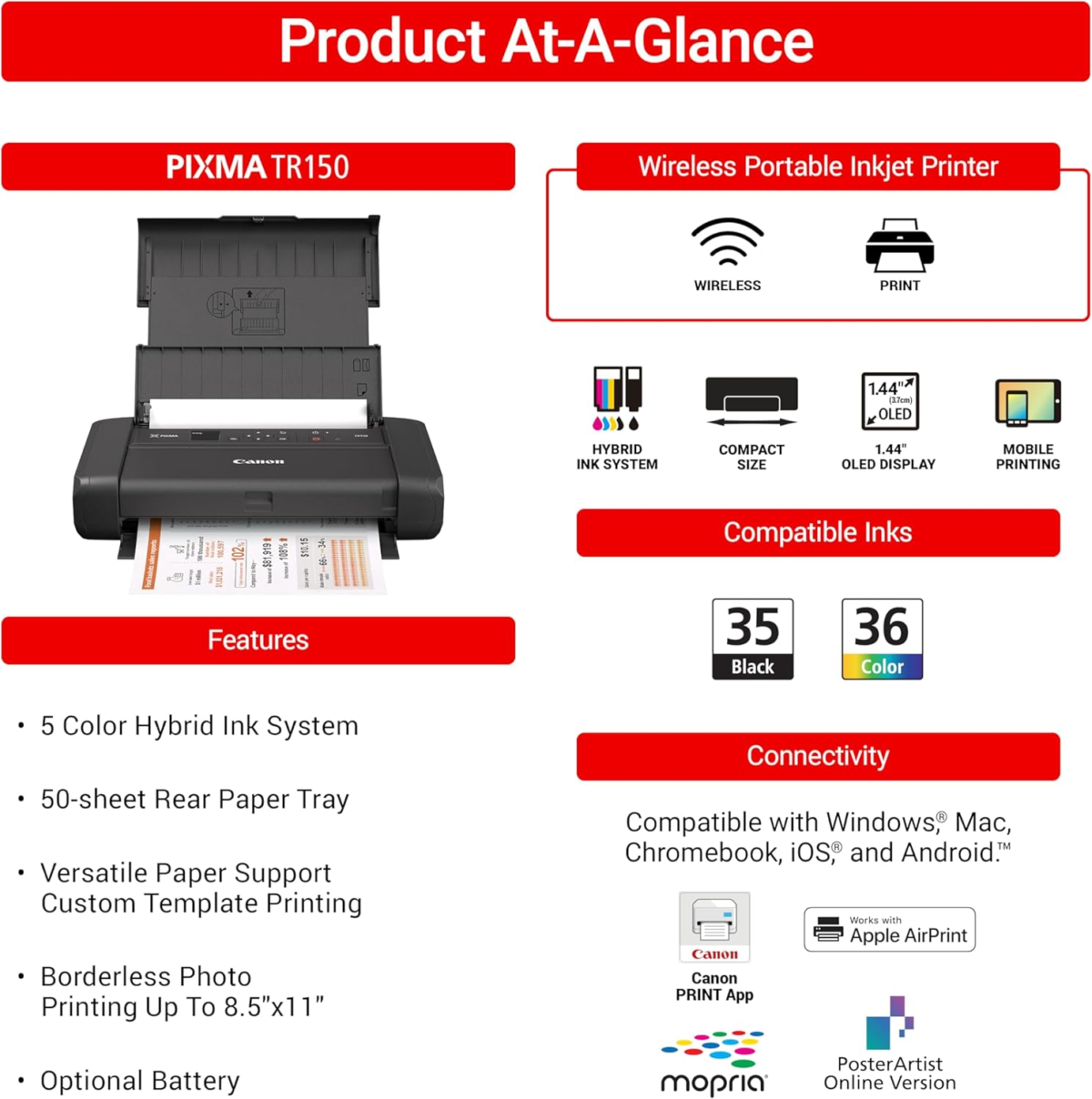 PIXMA TR150 Wireless Portable Printer - Image 2
