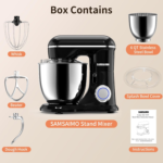3-IN-1 Electric Stand Mixer, 10-Speed with Pulse Button, Attachments Include 6QT Bowl, Dough Hook, Beater, Whisk for Most Home Cooks, Onyx Black - Image 2