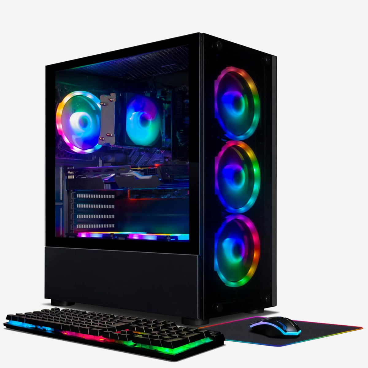 Gaming PC Computer Desktop, Geforce RTX 2060 6G GDDR6, AMD Ryzen 5 PRO 2600 up to 3.9G, 16G DDR4, 512G SSD, 600M Wifi, BT 5.0, RGB Fan X 6, RGB Mouse Pad, Windows 11 Home - Image 1