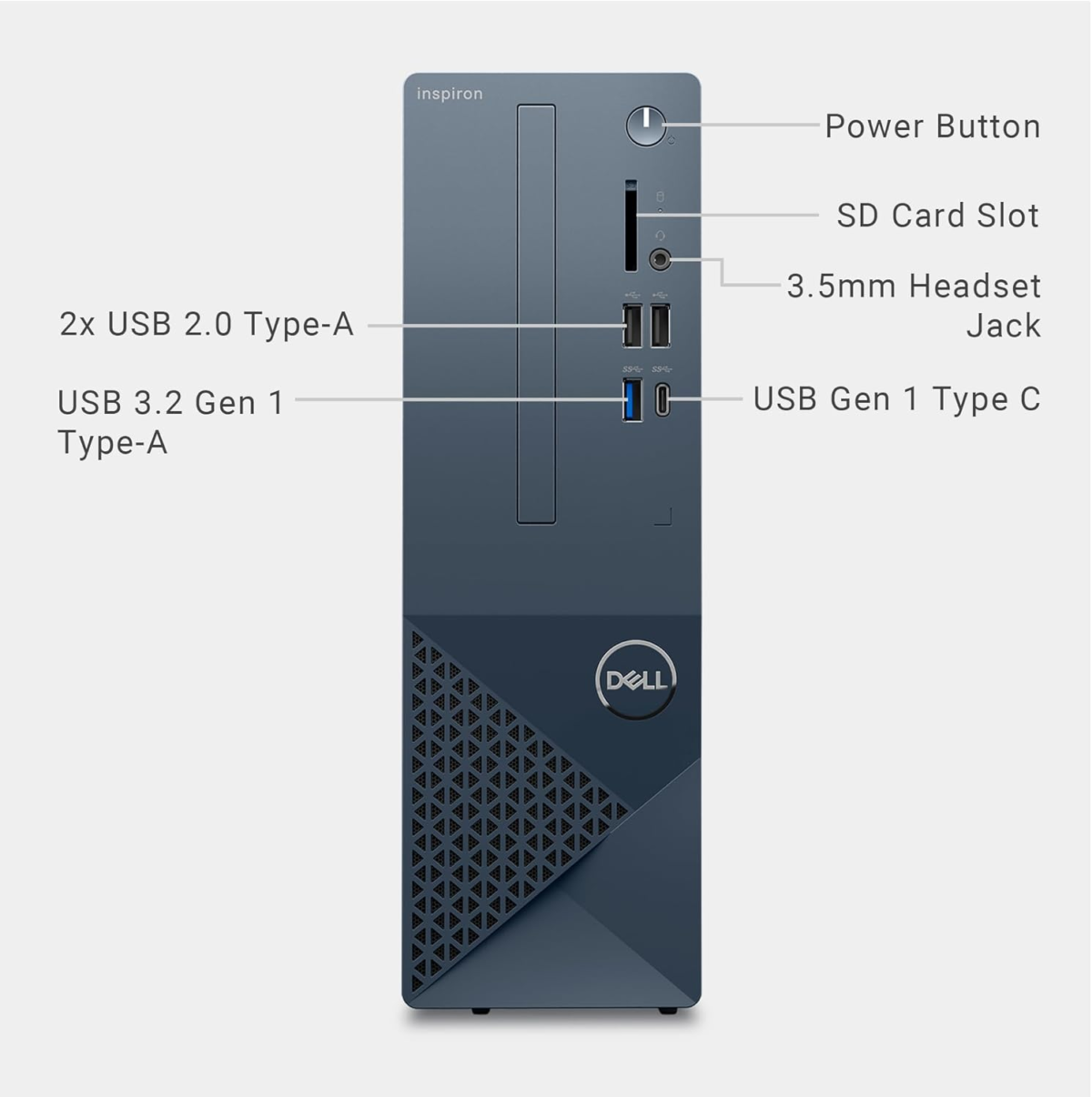 Inspiron 3030 Small Desktop - Intel Core I5-14400 Processor, 16GB DDR5 RAM, 1TB SSD, Intel UHD 730 Graphics, Windows 11 Home, Onsite & Migrate Service - Mist Blue - Image 5