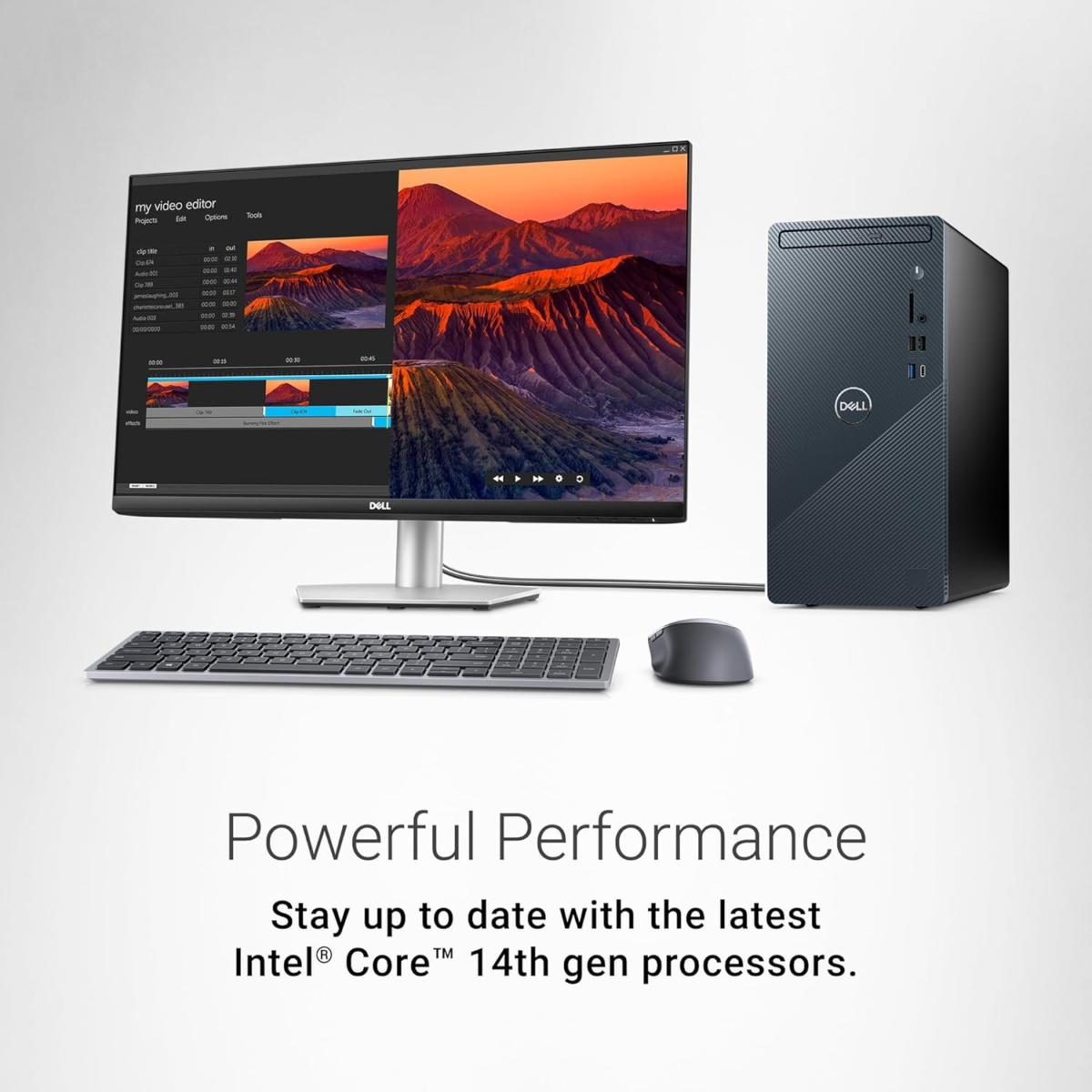 Inspiron 3030 Desktop - Intel Core I7-14700 Processor, 16GB DDR5 RAM, 1TB SSD, Intel UHD 770 Graphics, Windows 11 Pro, Onsite & Migrate Service - Mist Blue - Image 2