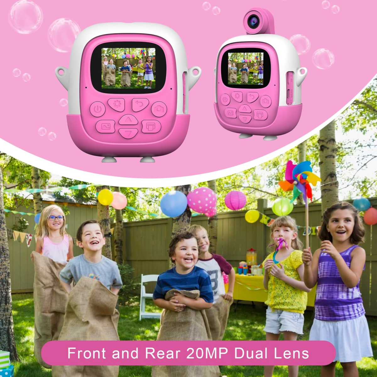 Kids Camera for Girls Boys,Instant Camera for Kids with 32GB SD Card Reversible Lens Video Digital Camera with Print Photo Paper, Birthday Gifts Toy for 3-12 Year Old 5 Colour Pens (Pink) - Image 4