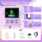 Instant Print Camera for Kids, Christmas Birthday Gifts for Girls Boys, HD Digital Video Cameras for Toddler, Portable Toy for 4 5 6 7 8 9 10 Year Old Girl with 32GB SD Card-Purple - Image 6