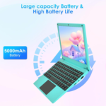 Mini Android 12 Laptop Computer, Portable Small Netbook with Allwinner A133 CPU Android 12 OS 2GB RAM 64GB EMMC HD IPS Screen 1920X800 0.3MP Camera (Blue) - Image 5