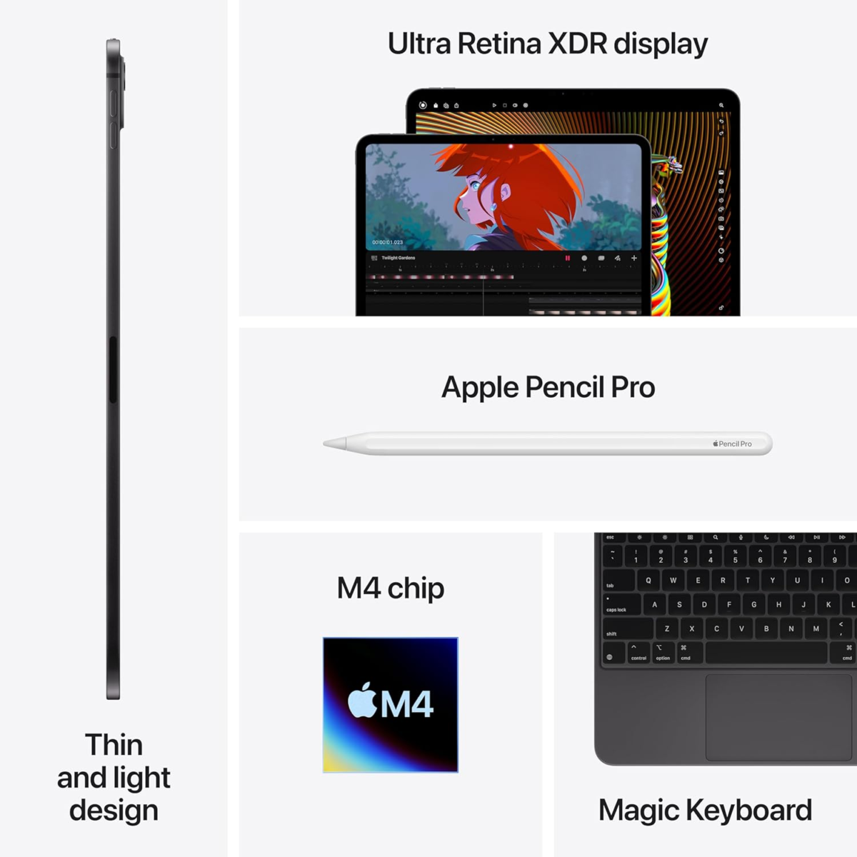 Ipad Pro 13-Inch (M4): Built for  Intelligence, Ultra Retina XDR Display, 256GB, 12MP Front/Back Camera, Lidar Scanner, Wi-Fi 6E, Face ID, All-Day Battery Life — Space Black - Image 6