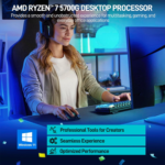 Desktop Computer AMD Ryzen 7-5700G 8 Core 3.9Ghz, 16G DDR4 RAM, 1TB NVME SSD, Tower Computer for Gaming, Home and Office (Black) - Image 5