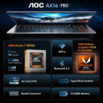 Gaming Laptop, 16.1” FHD Display, AMD Ryzen 7 5825U Octa-Core CPU, 16GB RAM 512GB SSD, Windows 11 Laptop Computer, Wi-Fi 6, Backlit Keyboard, HDMI, USB3.2, Type-C, 53Wh Battery, Metal Shell - Image 2