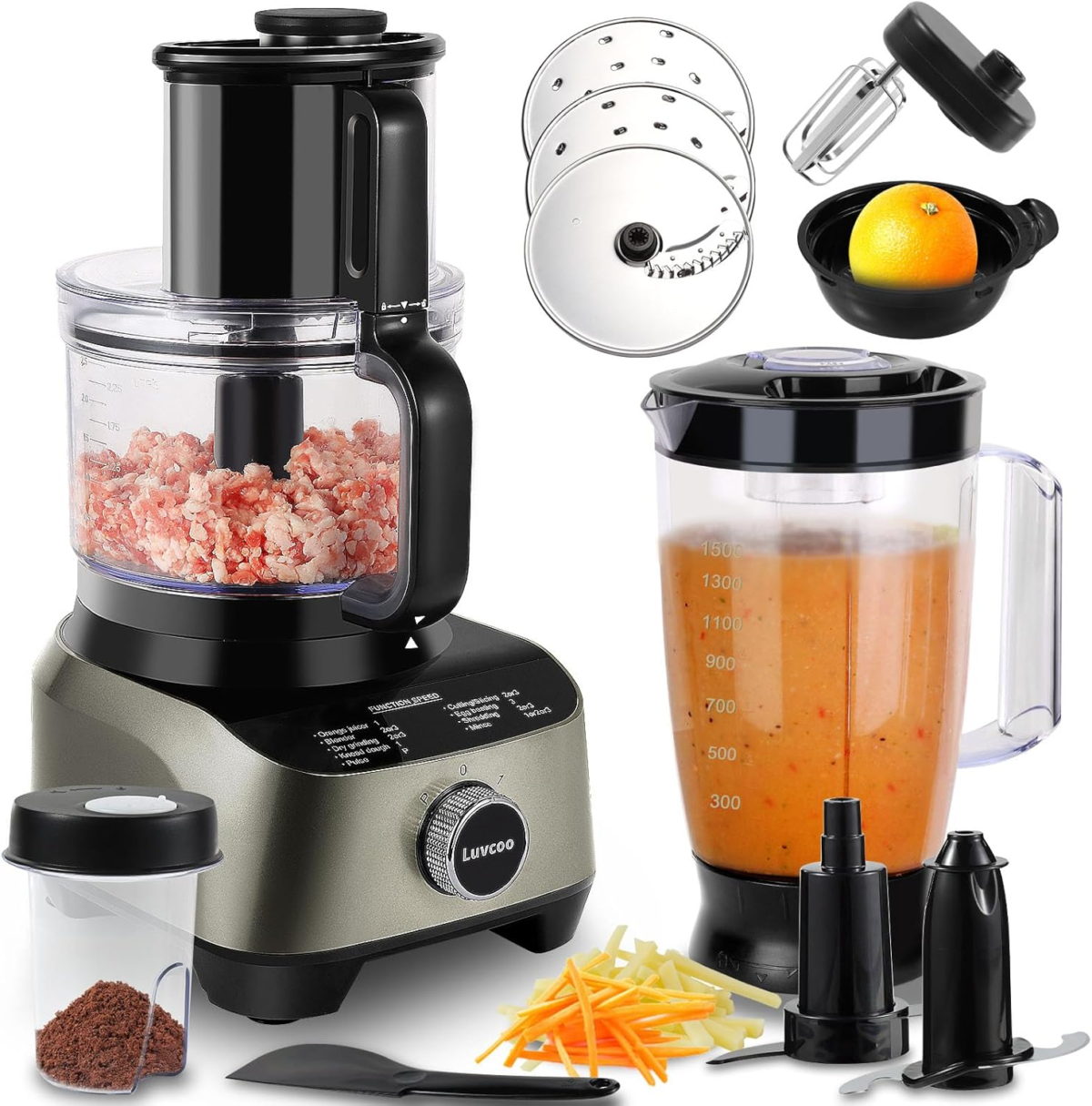 14 Cup Blender and Food Processor Combo for Kitchen, Large Food Processor for Chopping,Blending, Mixing,Mincing, Slicing, Shredding,Mincing, Purees & Dough Easy to Operate and Clean for Home Use,700W - Image 1