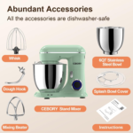 3-IN-1 Electric Stand Mixer, 6QT Bowl 10-Speed Kitchen Mixer, Household Food Mixers Include Dough Hook, Beater and Whisk, Bread Cake Mixer for Baking and Most Home Cooks, Agave Green - Image 2