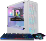 Gaming PC Computer Desktop, AMD Athlon 3000G 3.5G, Radeon RX 580 8G GDDR5, 16G DDR4 Memory, 1T SSD, 600M Wifi, BT 5.0, RGB Fan X 4, RGB Mouse Pad, Windows 11 Home,White