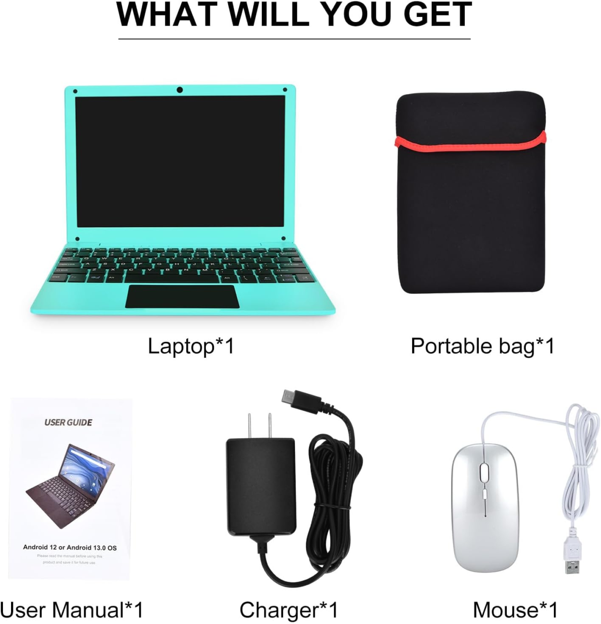 Mini Android 12 Laptop Computer, Portable Small Netbook with Allwinner A133 CPU Android 12 OS 2GB RAM 64GB EMMC HD IPS Screen 1920X800 0.3MP Camera (Blue) - Image 7