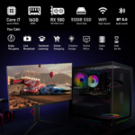 Gaming PC Desktop, Radeon RX 580 16G GDDR5, Intel Core I7 3.4G up to 3.9G, 16G RAM, 512G SSD, 600M Wifi, BT 5.0, RGB Fan X 2, RGB Mouse Pad, RGB BT Sound Bar, Windows 10 Home - Image 4