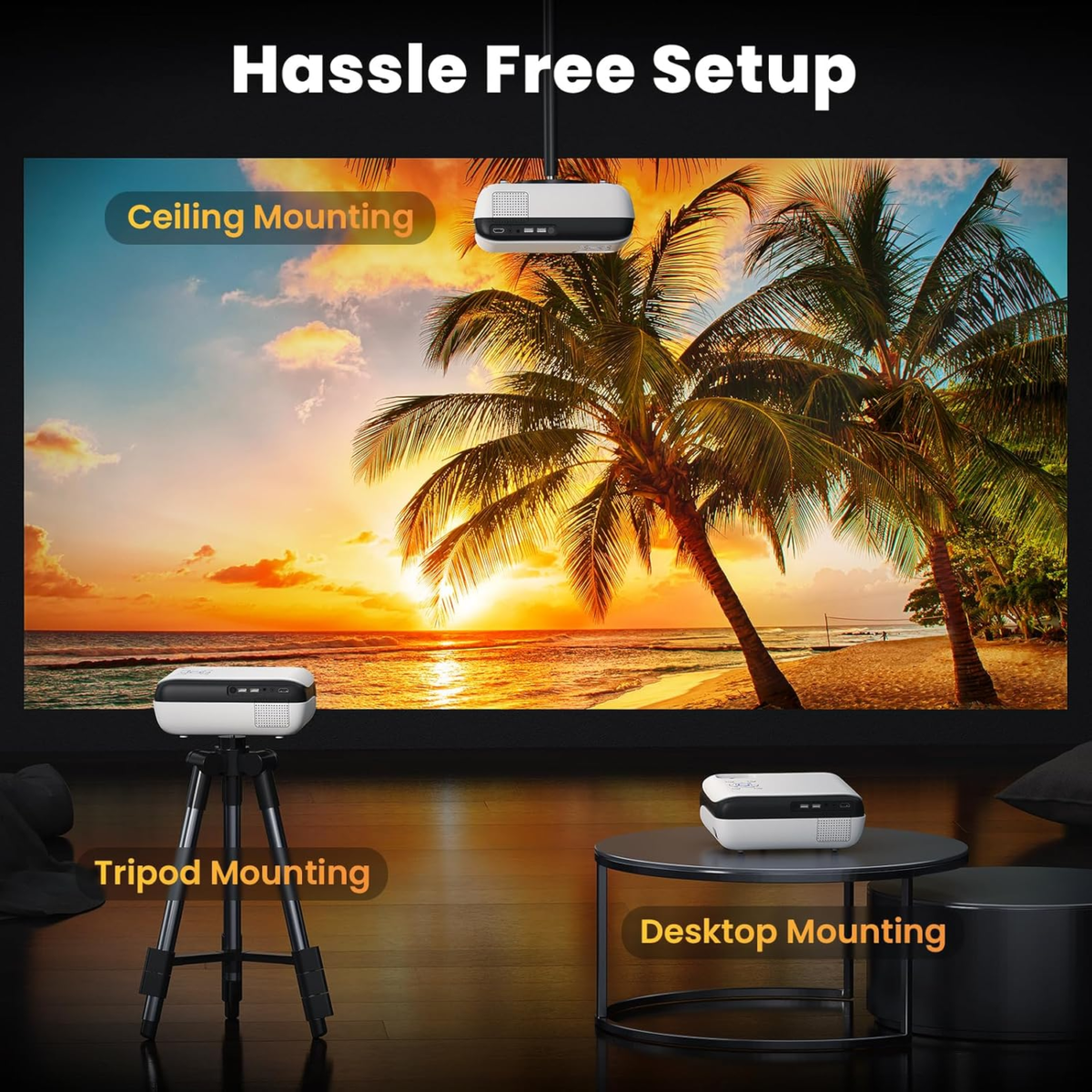 Projector, Native 1080P Bluetooth Projector, Portable Outdoor Movie Projector, Full HD Mini Projector with Speaker for Home Bedroom, Compatible with Smartphone,Hdmi,Usb,Av,Fire Stick,Ps5 - Image 7