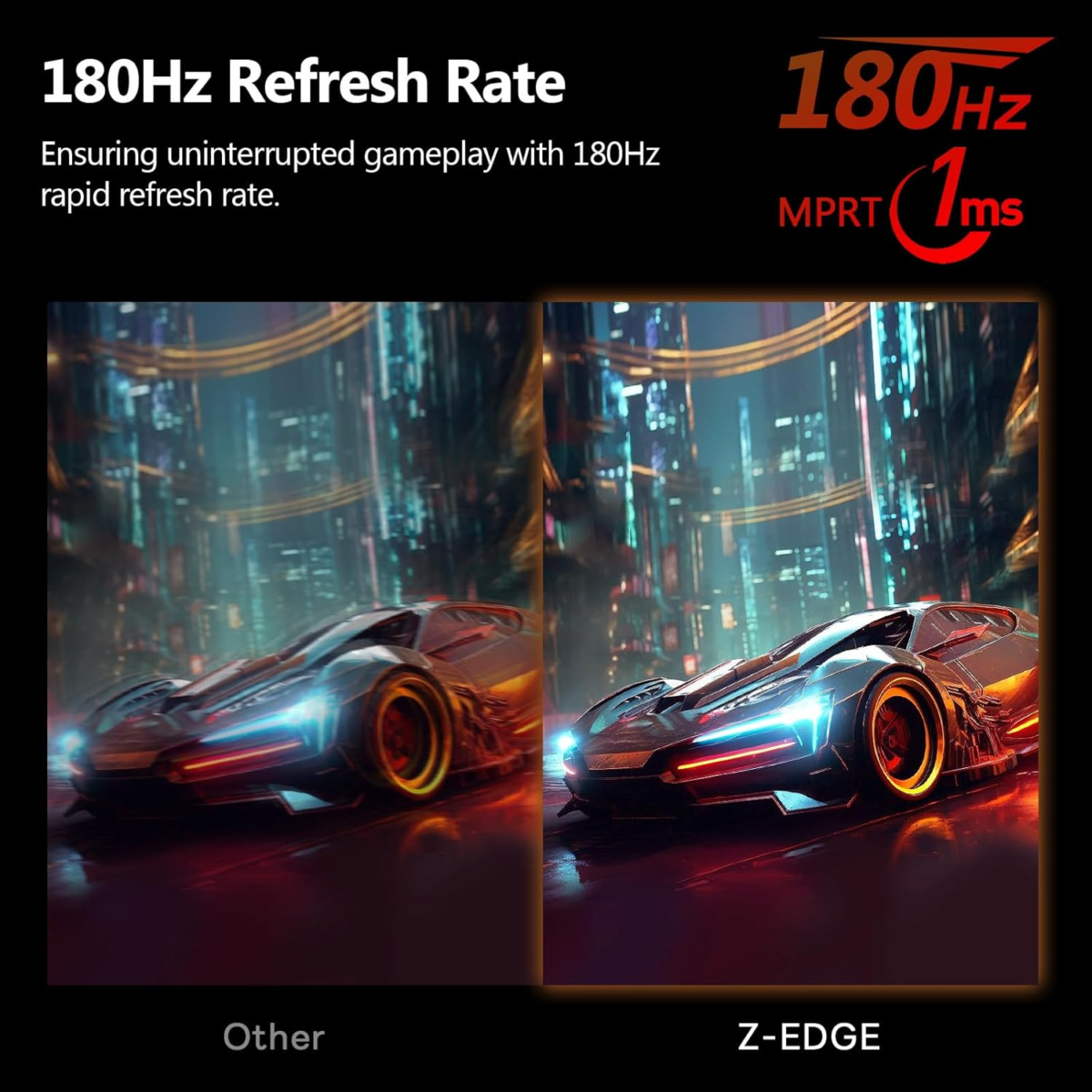 Z-Edge 24-Inch Curved Gaming Monitor 180Hz Refresh Rate, 1Ms MPRT, FHD 1080 Gaming Monitor, R1650 Curved, UG24 AMD Freesync Premium Display - Image 3