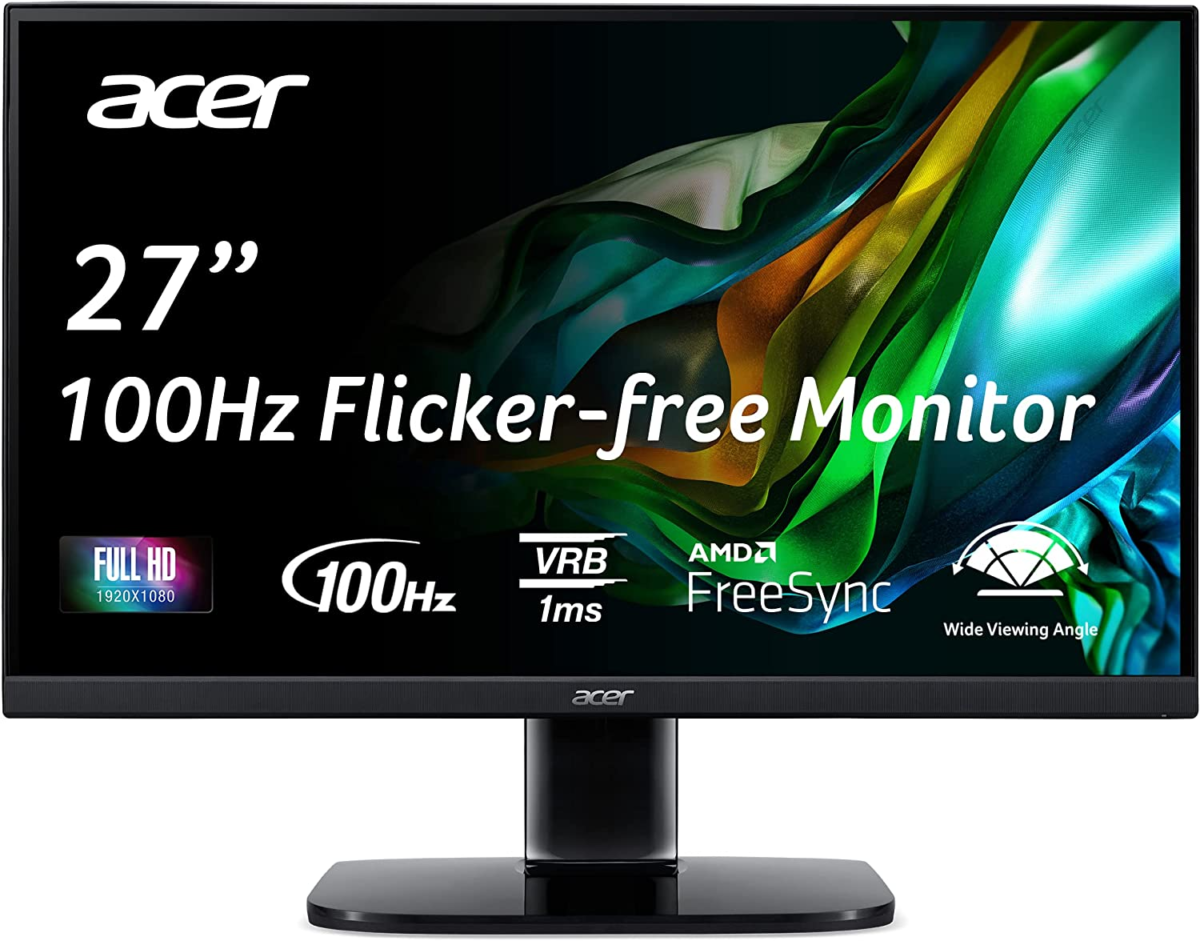 KB272 EBI 27" IPS Full HD (1920 X 1080) Zero-Frame Gaming Office Monitor | AMD Freesync Technology | up to 100Hz Refresh | 1Ms (VRB) | Low Blue Light | Tilt | HDMI & VGA Ports,Black - Image 1
