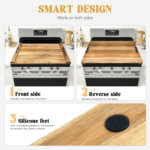 Noodle Board Stove Cover with Handles for Electric, Gas Stove Top (Acacia Wood) - Image 5