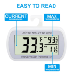 Waterproof Refrigerator Fridge Thermometer, Digital Freezer Room Thermometer, Max/Min Record Function Large LCD Screen and Magnetic Back for Kitchen, Home, Restaurants (4 Pack) - Image 2