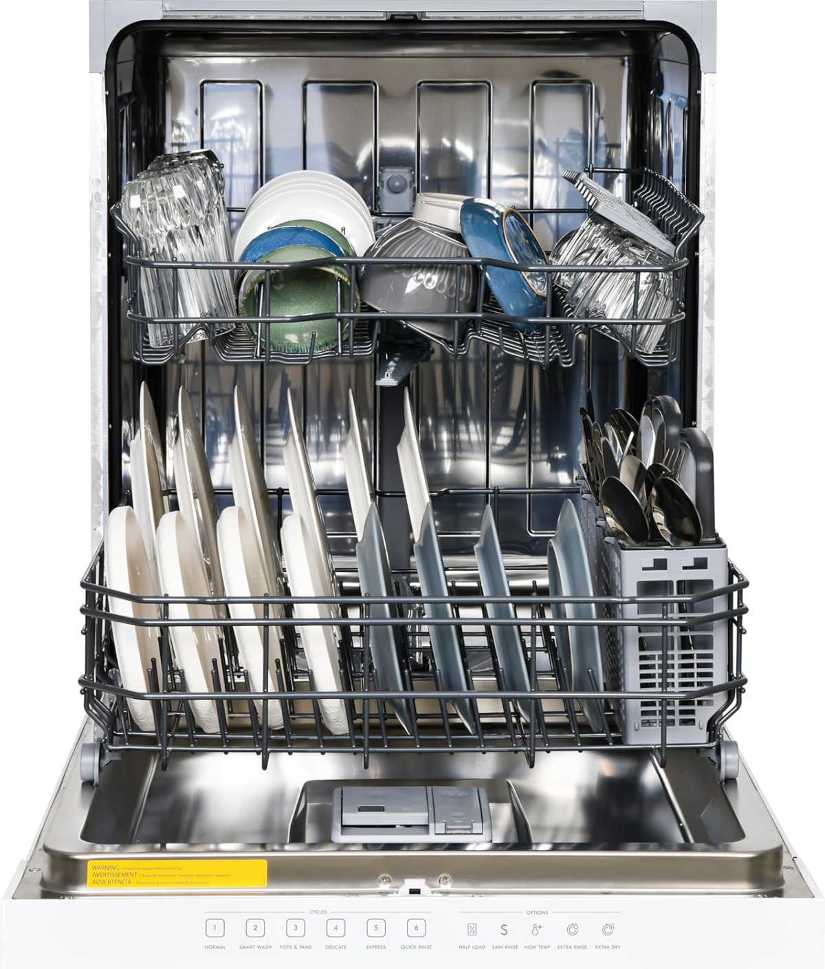 24" Built-In Stainless Steel Tub Dishwasher with Smartwash, Smart Dry, and Morespace Adjustable Rack, Energy Star Certified, White - Image 4