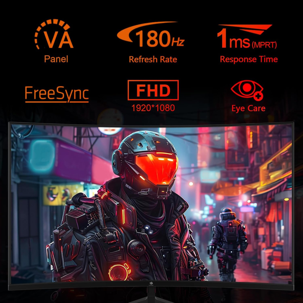 Z-Edge 24-Inch Curved Gaming Monitor 180Hz Refresh Rate, 1Ms MPRT, FHD 1080 Gaming Monitor, R1650 Curved, UG24 AMD Freesync Premium Display - Image 2