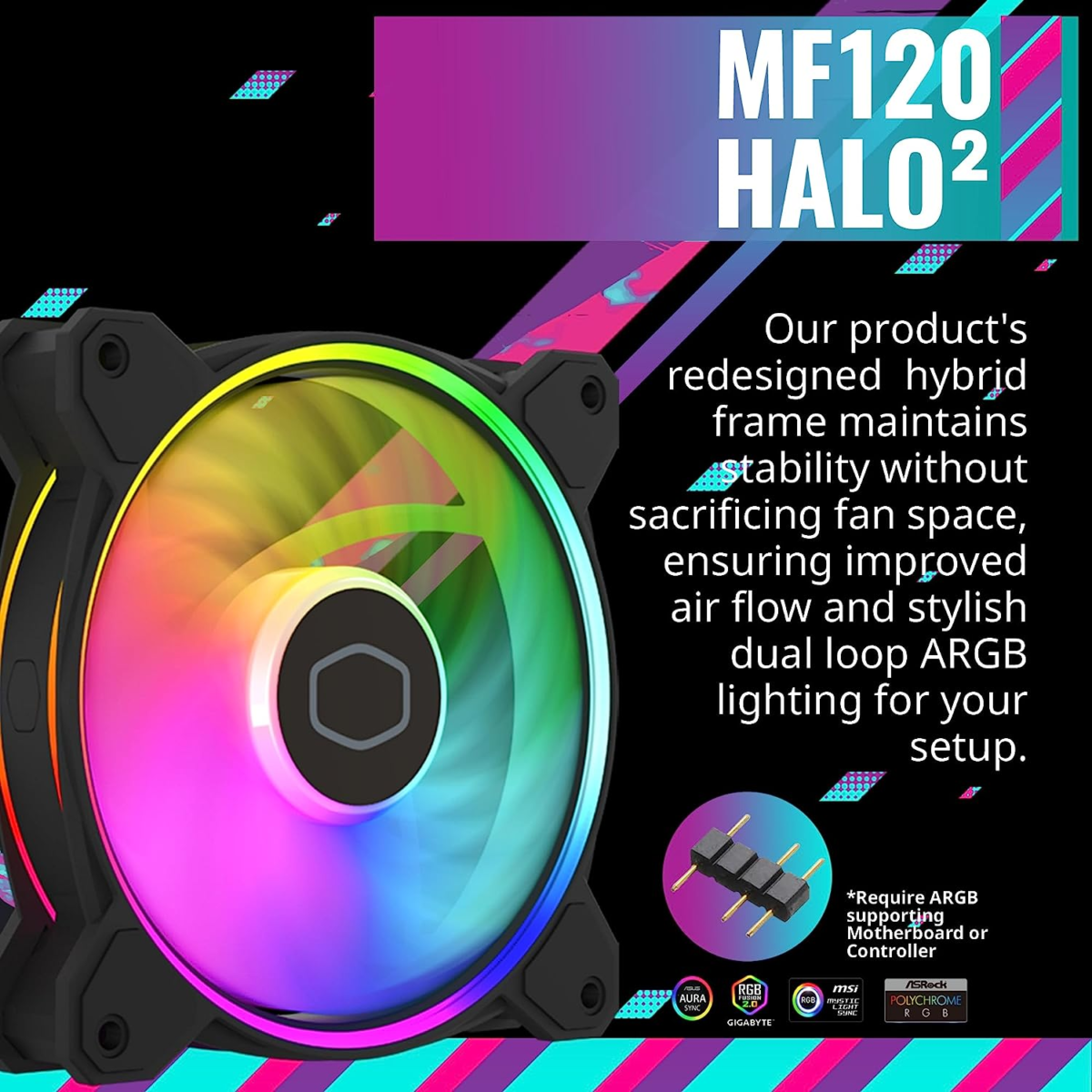 Hyper 212 Halo Black CPU Air Cooler, 120 Halo² PWM Fan, Dual Loop ARGB, Aluminum Top Cover, 4 Copper Heat Pipes, 154Mm Tall, AMD Ryzen AM5|AM4, Intel LGA 1851|1700|1200 Brackets - Image 3