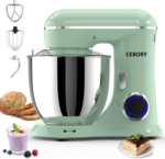 3-IN-1 Electric Stand Mixer, 6QT Bowl 10-Speed Kitchen Mixer, Household Food Mixers Include Dough Hook, Beater and Whisk, Bread Cake Mixer for Baking and Most Home Cooks, Agave Green