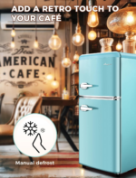 3.2 Cu.Ft Compact Refrigerator Mini Fridge with Freezer, Retro Dual Door Small Fridge with Freezer, 7 Level Thermostat & Removable Shelves, Small Refrigerator for Dorm, Office, Bedroom, Blue - Image 8