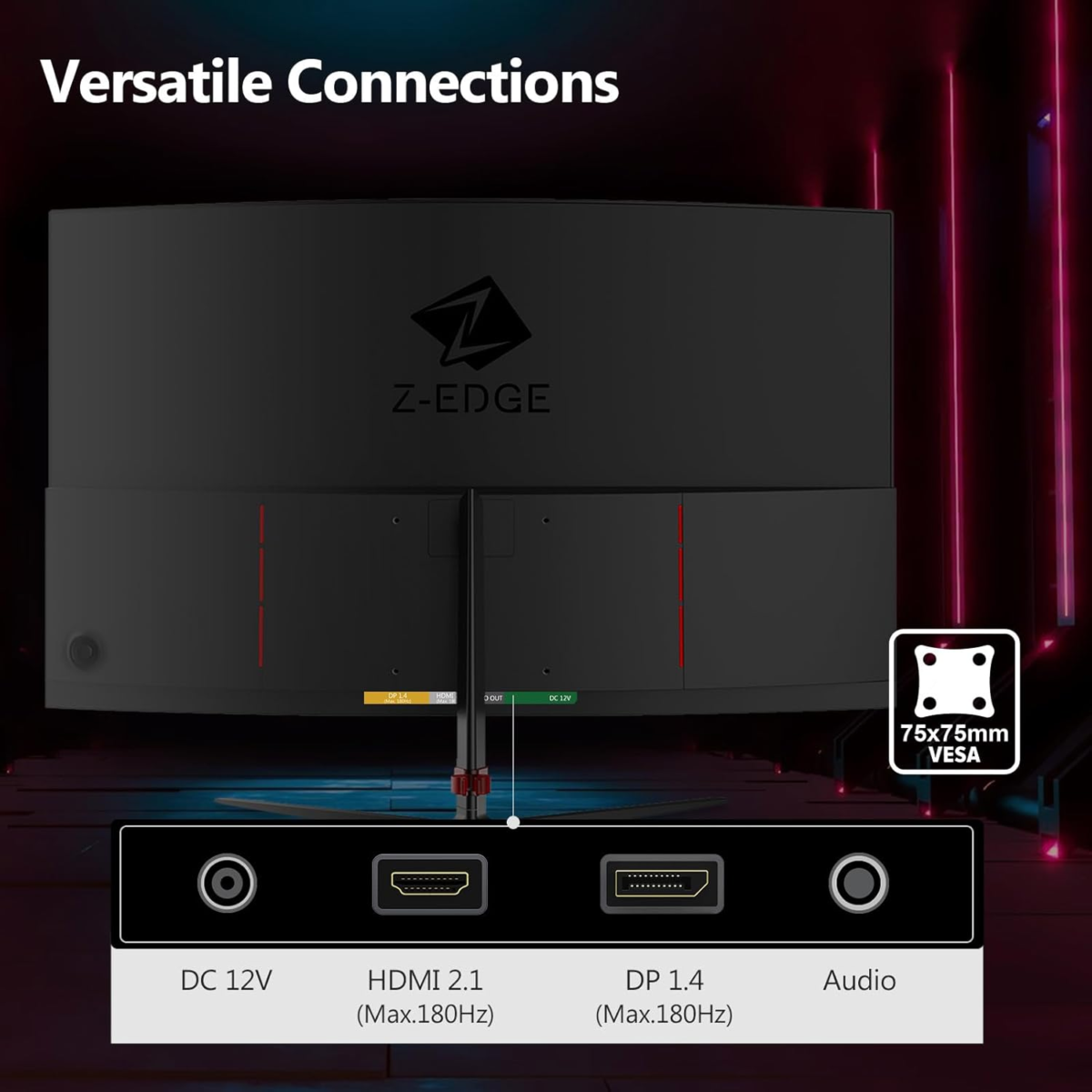 Z-Edge 24-Inch Curved Gaming Monitor 180Hz Refresh Rate, 1Ms MPRT, FHD 1080 Gaming Monitor, R1650 Curved, UG24 AMD Freesync Premium Display - Image 6
