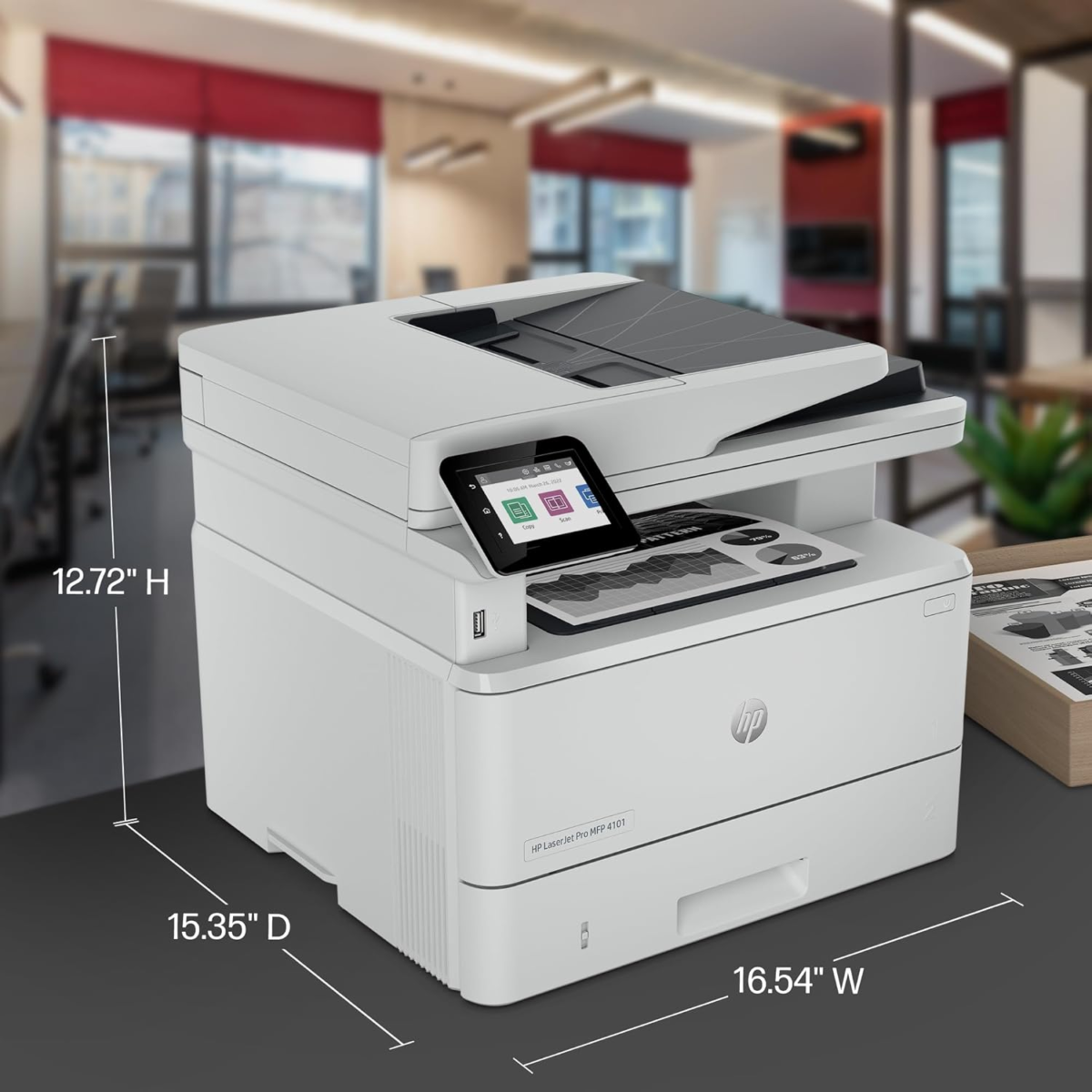 Laserjet Pro MFP 4101Fdw Wireless Black & White All-In-One Laser Printer, Scanner, Copier, Fax, Best-For-Office (2Z619F) - Image 3