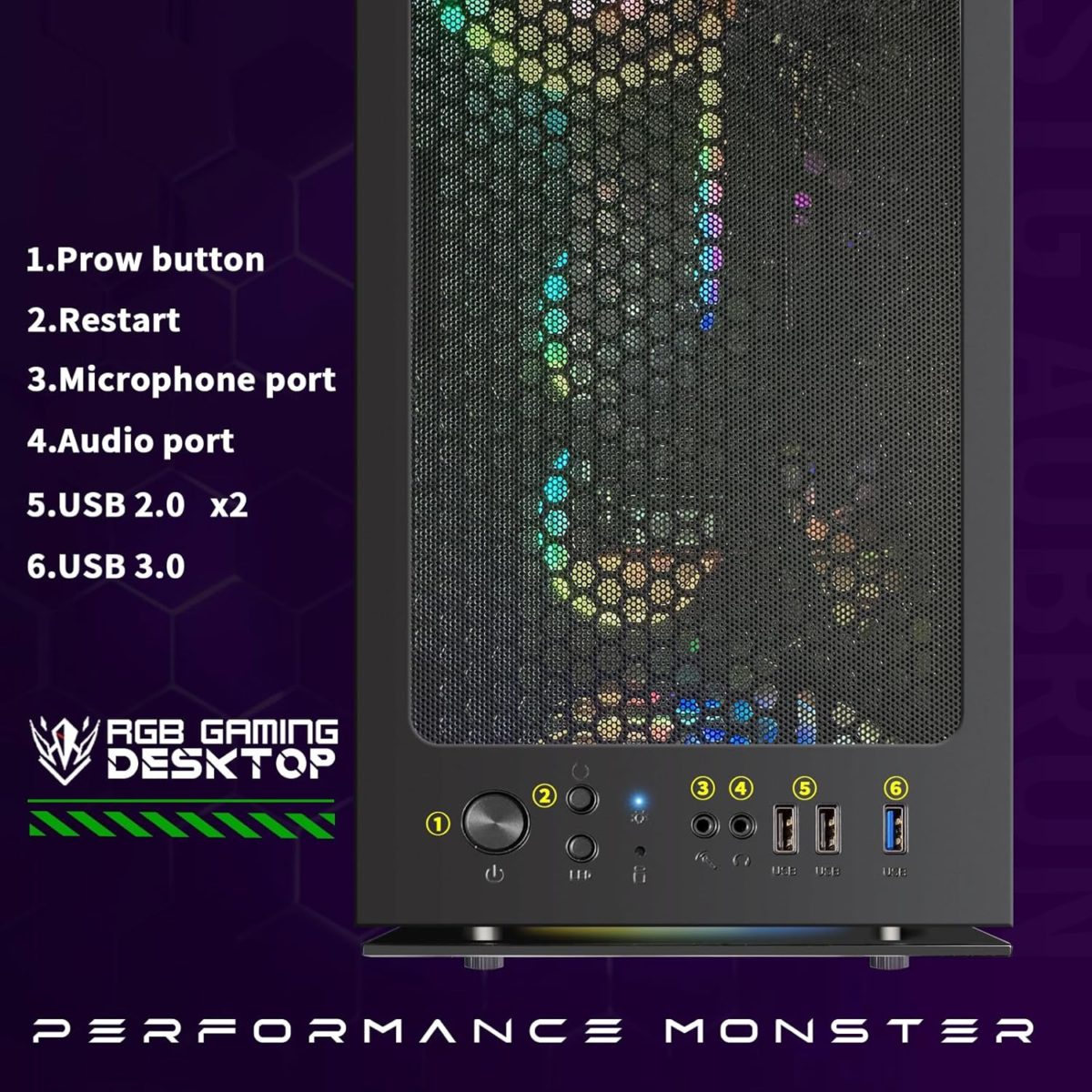 Gaming PC Computer Desktop, Geforce RTX 2060 6G GDDR6, AMD Ryzen 5 PRO 2600 up to 3.9G, 16G DDR4, 512G SSD, 600M Wifi, BT 5.0, RGB Fan X 6, RGB Mouse Pad, Windows 11 Home - Image 7