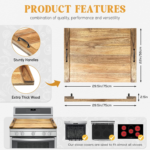 Noodle Board Stove Cover with Handles for Electric, Gas Stove Top (Acacia Wood) - Image 4