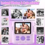 Instant Print Camera for Kids, Christmas Birthday Gifts for Girls Boys, HD Digital Video Cameras for Toddler, Portable Toy for 4 5 6 7 8 9 10 Year Old Girl with 32GB SD Card-Purple - Image 3
