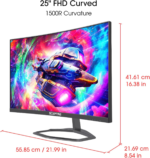 Curved 24.5-Inch Gaming Monitor up to 240Hz 1080P R1500 1Ms Displayport X2 HDMI X2 Blue Light Shift Build-In Speakers, Machine Black 2023 (C255B-FWT240) - Image 5